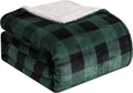Elegant Comfort Ultra Soft Reversible Buffalo Plaid Flannel Sherpa Blanket - Cozy Silky Checkered Fleece Throw for Couch, Bed - Plush Fuzzy Warm Winter Blanket for Gift, Twin, Green