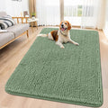 Smiry Dog Door Mat for Muddy Paws 59x35, Absorbent Dirt Trapper, Non-Slip Washable Chenille Entryway Rug for Inside Floor, Olive Green, Classic Solid