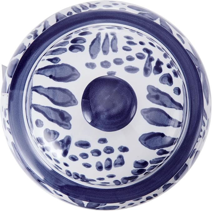 Mikasa Blue and White Landscape Round Ceramic Ginger Jar, Store Small Household Items or Display Faux Florals