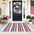 KOZYFLY 250th Anniversary Patriotic Doormat Blue Red White Striped Rug 3x5 ft Front Door Rugs 4th of July Memorial Day Welcome Woven Washable Outdoor Rug for Front Porch Patio Independence Day Decor
