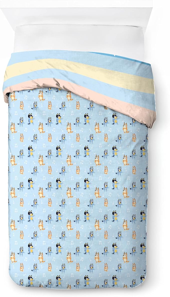 Jay Franco Duvet Cover Set – 2 Piece Comforter Cover and Sham Set, Super Soft Cozy Kids Bedding (Insert Not Included) Multi - Bluey, Twin