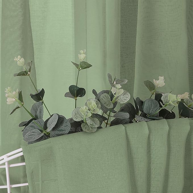 Tollpiz Short Sheer Curtain Linen Textured Living Room Curtains Sheer Light - Image 6