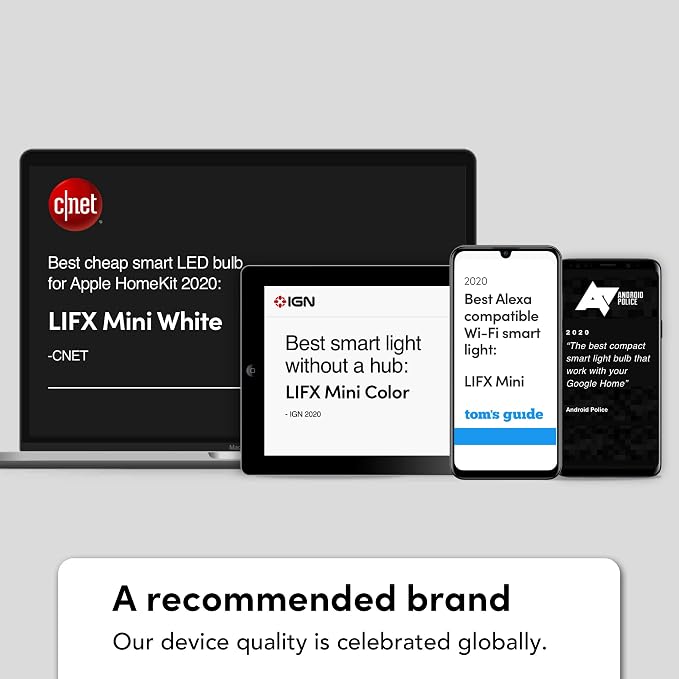LIFX Color A19 Smart LED Light Bulb, 1100 Lumens, Billions of Colors + Tunable White, Wi-Fi 2.4GHz No Hub Required, Dimmable, Voice & App Control, Compatible with Alexa, Google Home & Siri