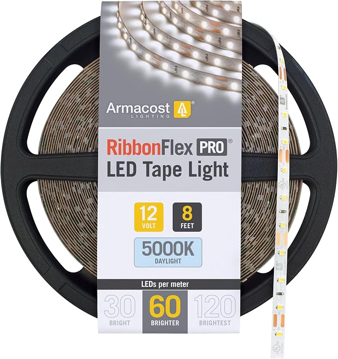 Armacost Lighting RibbonFlex Pro 12V White LED Strip Lights 60 LED/m, 5000K, 8.2 ft, 162210