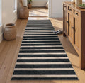 Lahome Striped Easy Jute Kitchen Runner Rug, 2x8 Outdoor Rugs Washable | Non Slip Black Runner for Entryway Indoor, Modern Farmhouse Non Shedding 8ft Carpet for Long Hallway Entry Porch Laundry Room