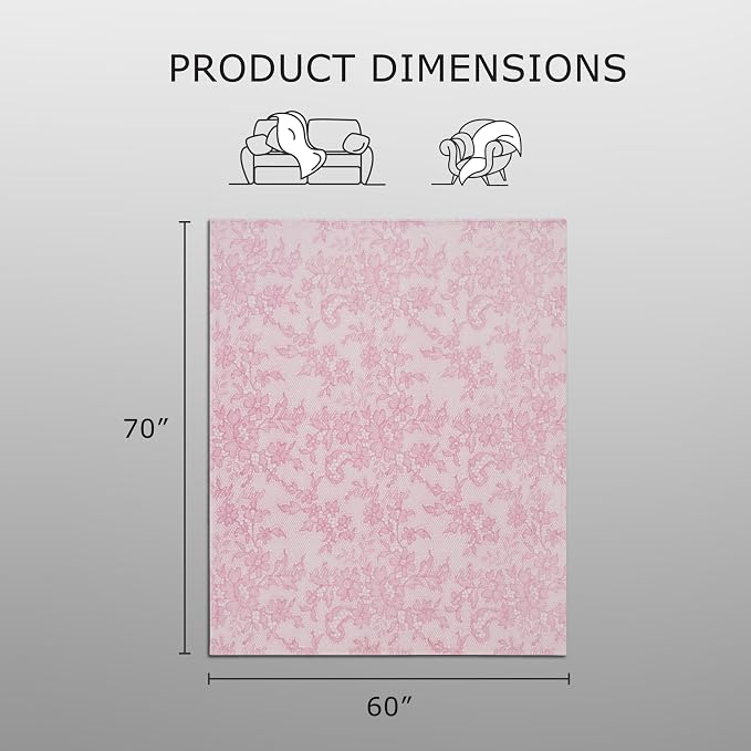 Baby Phat Oversized Plush Throw Blanket 60" x 70", Script Lace Pink