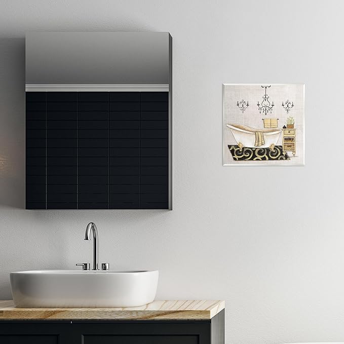 Vintage Tub Bathroom, 12 x 12 Inch Mounted Print on Wall Plaque | Stupell Industries · By Janet Tava · Ready to hang once unboxed · Made in USA