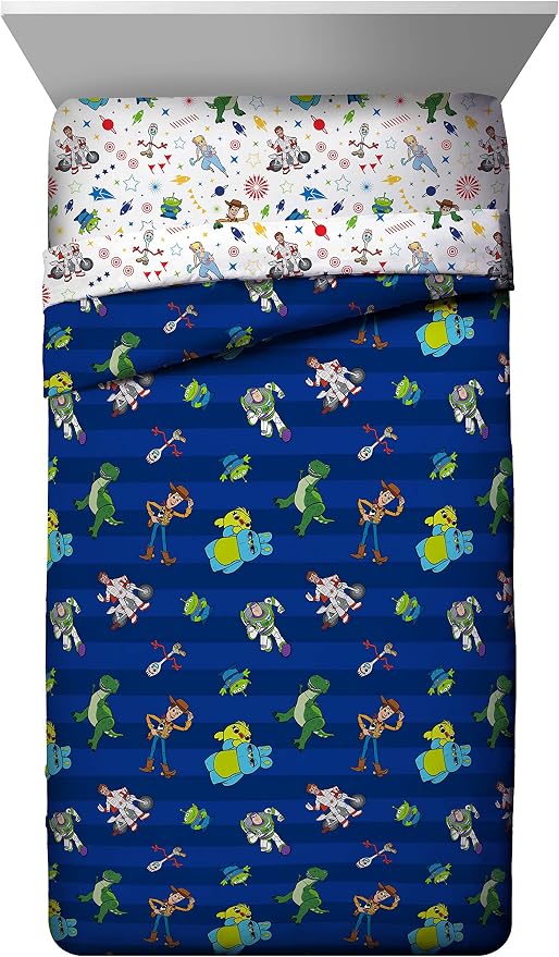 Disney Toy Story Woody Full Size Comforter Set 5 Piece Kids Bedding, Blue | Buzz Jessie, Bed in a Bag, Comforter Sheets Pillowcases, Official Product, Soft Microfiber, Machine Washable, Kids Gift