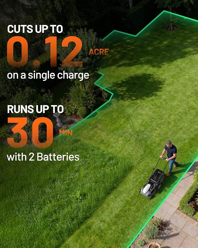 Litheli 40V Lawn Mower 18" Electric Self Propelled, Lightweight Cordless Lawn Mower Brushless with 6-Position Height Adjustment,20V 4.0Ah Battery