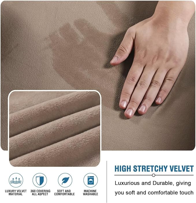 H.VERSAILTEX Real Velvet Futon Cover Armless Sofa Covers Sofa Bed Covers Stretch Futon Couch Cover Sofa Slipcover Furniture Protector Thick Soft Velvet Fabric Form Fitted Stay in Place, Camel