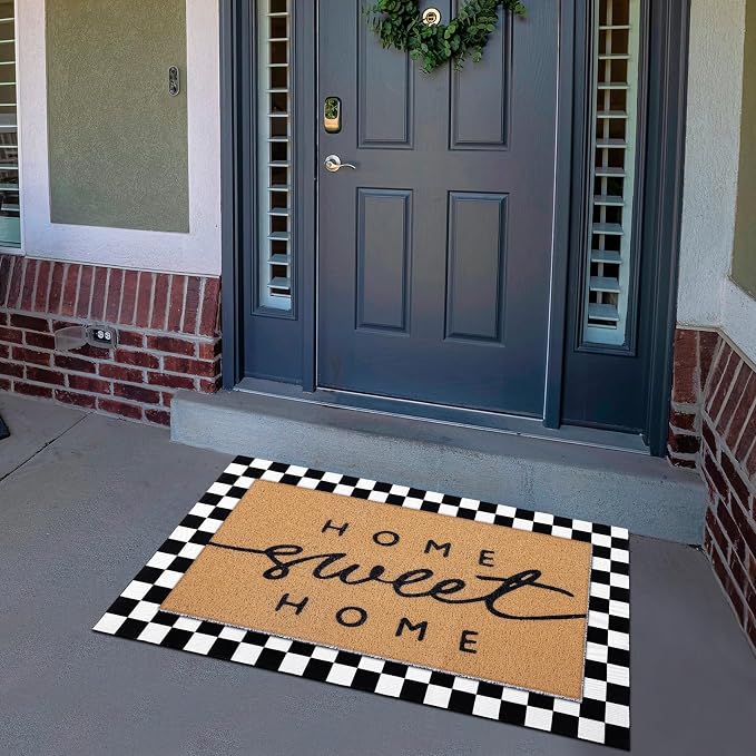 Tinideya 2 Pcs Door Mat Welcome Non Slip Coir Mats Floor Layering Doormats Seasonal for Front Porch Entryway Decor(Home Sweet)