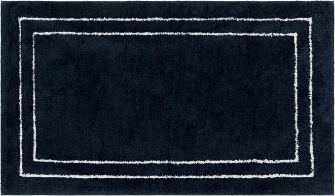 Mohawk Home Corona Casual Geometric Navy Blue 2' X 3' 4" Machine Washable Bath Mat Perfect for Bathroom