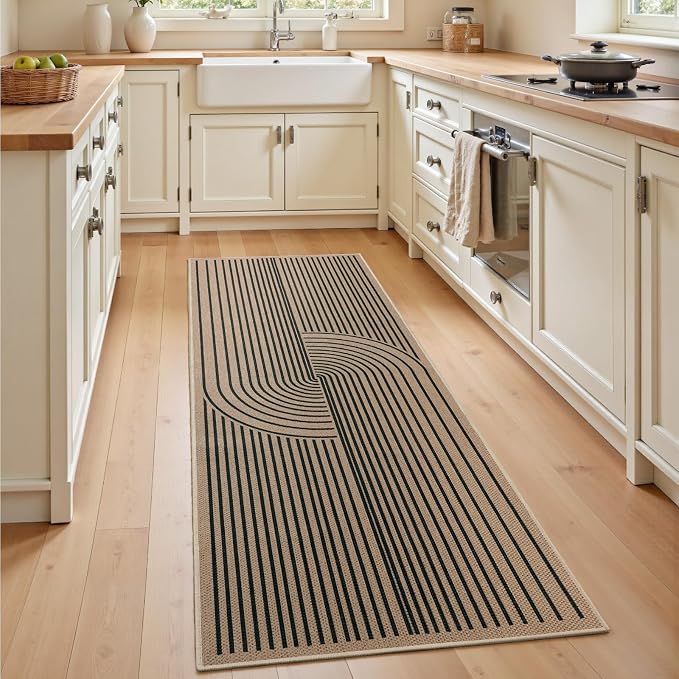 EDIMENS 2x6 Runner Rug Easy Jute Washable Kitchen Indoor Outdoor Non Slip | Rugs for Kitchen Floor Runner Rug for Laundry Balcony Low Pile Rugs Rainbow Carpet for Hallway Runner 6ft Entry