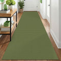IOHOUZE Washable Runner Rug 3x12 Non Slip Rubber Backed Extra Long Hallway Runner Entryway Runner Indoor, Kitchen Rugs Woven Cotton Floor Carpet for Hall Entrance, Olive Green/Earthy Green