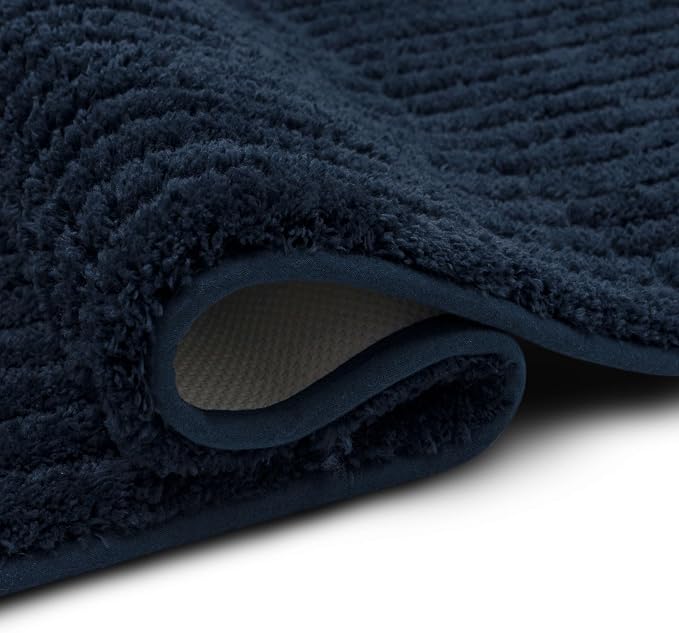 Mohawk Home Sanctuary Casual Solid Navy Blue 1' 8" X 2' 10" Bath Mat Perfect for Bathroom