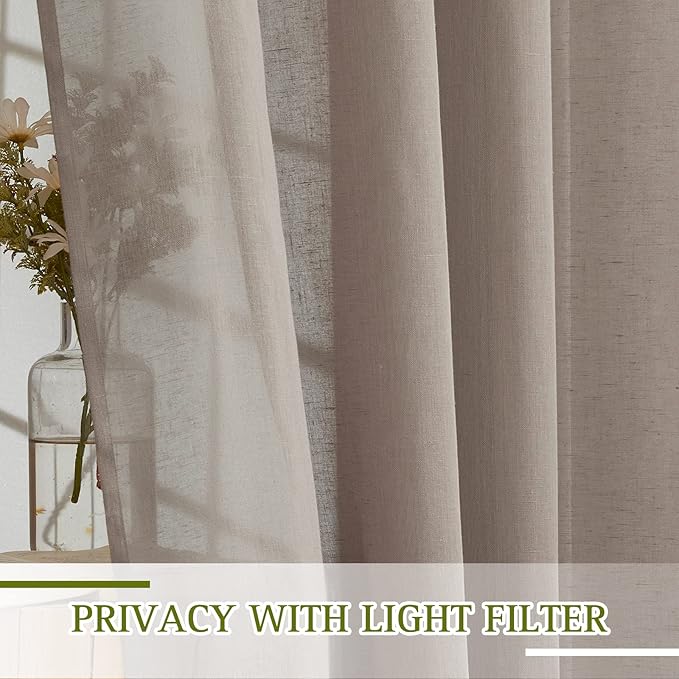 NICETOWN Linen Burlap Curtains Semi Sheer - Image 5