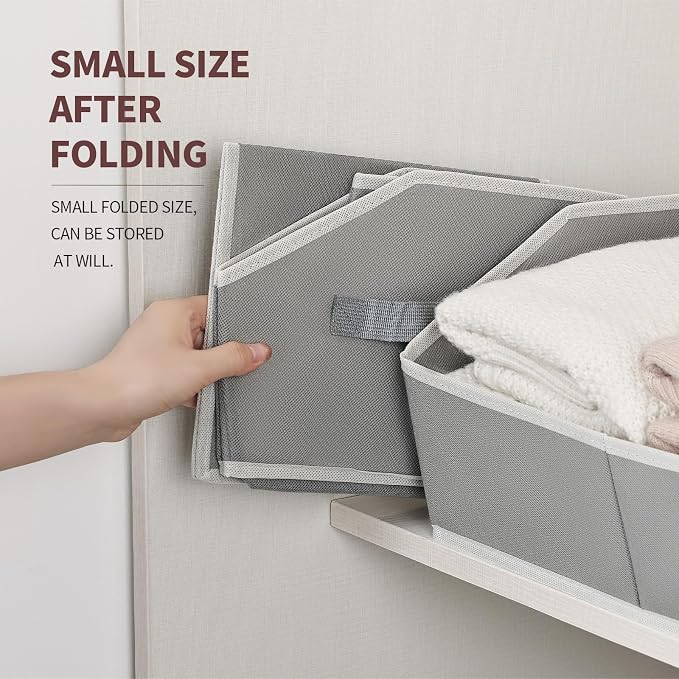 Homsorout Large Storage Bins Baskets - 6 Pack Closet Storage Cubes, Fabric Baskets for Organizing, Cube Organizer Bins with Handles, Foldable Boxes for Clothes, Towels, Grey