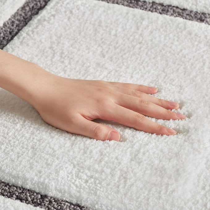 Madison Park Roan Border Tufted Bath Rug Non-Slip Absorbent, 24 x 36, Grey | Microfiber, Soft Pile, Machine Washable, OEKO-TEX Certified, Plush Bathroom Mat, Non Slip TPR Backing