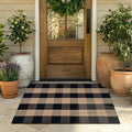 KIMODE Front Door Mat 27.5"x43",Black and Tan Checkered Outdoor Rug,Farmhouse Fall Front Porch Rug Decor,Cotton Woven Washable Layered Doormats for Front Door Outside Entrance