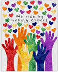 Rainbow Hand Hearts Affirmation, 36 x 48 Inch Canvas Wall Art | Stupell Industries · By Erica Billups · Ready to hang · Kids room · classroom · playroom friendly · Made in USA