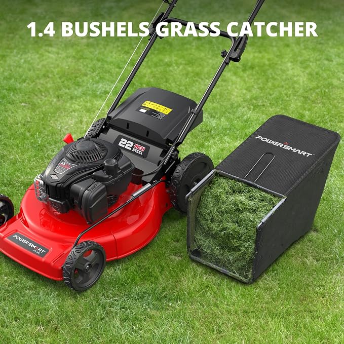 PowerSmart 22” Gas Lawn Mower, 150cc B&S Engine, Self-Propelled, 3-in-1 Mulching System, 6 Cutting Heights, Rear-Wheel Drive, Durable Steel Deck for Yard