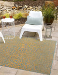 Unique Loom Jill Zarin Jill Zarin Outdoor Collection Area Rug - Cape Town (10' 8" Square, Yellow and Aqua/Light Blue)
