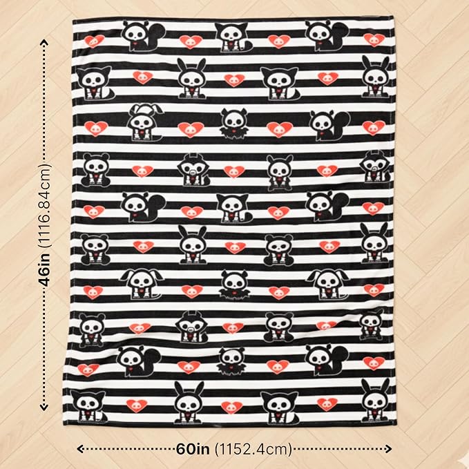 Skelanimals Halloween Throw Blanket, Super Soft Cozy Plush Bedding, 46 in x 60 in, (Officially Licensed Product) by Franco