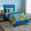 Northwest Pokemon First Starters Twin Size Bed in a Bag Set, Pikachu Charmander Squirtle Bulbasaur, Kids Boys Girls Bedding Comforter Sheets