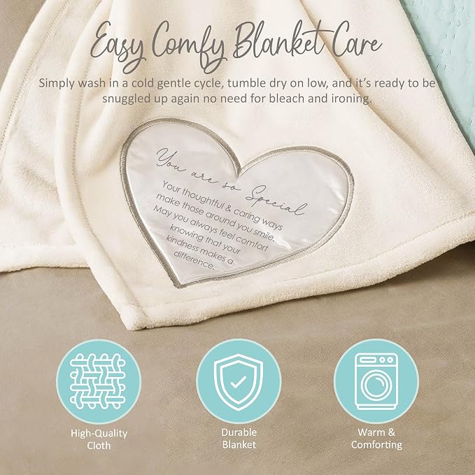 Pavilion Gift Company 19500 Comfort Blanket - You are So Special Thick Warm 320 GSM Royal Plush Throw Blanket, Beige