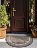 Unique Loom Outdoor Border Collection Area Rug - Soft Border (2' 7" x 4' 1" Hearth Brown/Ivory)