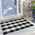 KILOCOCO Buffalo Plaid Checkered Rug 27.5x43 in Black White Front Door Rug | Cotton Woven Outdoor Rug, Machine Washable Front Door Mat, Indoor Entryway Rug, Low Pile Welcome Mats for Farmhouse