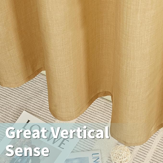 LAMIT 72 inch Linen Curtains for Bedroom, Grommet Thick Linen Textured Privacy - Image 5