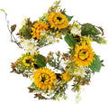 Sunflower Wreath - 22-Inch Artificial Spring, Summer, or Fall Wreath for Home Decor - Wreaths for Indoors or Covered Patio Use Only by Pure Garden