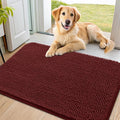 Smiry Dog Door Mat for Muddy Paws 36x24, Absorbent Dirt Trapper, Non-Slip Washable Chenille Entryway Rug for Inside Floor, Caramel Russet, Classic Solid