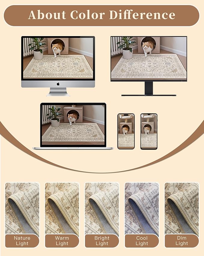 Madane Washable Area Rug 2x3, Small Entryway Rug Non-Slip Vintage Door Mat Indoor Entrance, Low Pile Floor Carpet for Inside Front Door Bedroom Kitchen Entry Laundry (2'x3', Beige/Blue)