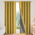 Joydeco Blackout Curtains for Bedroom - 72 Inch Long 100% Light Blocking 2 Panels Set Yellow Drapes, Thermal Insulated Room Darkening Curtains, Linen Textured for Living Room, Rod Pocket & Back Tabs