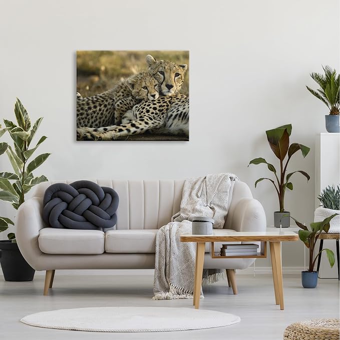 Stupell Industries Cheetah Family Mother with Cub, Designed By Joe McDonald / � DanitaDelimont.com, 40 x 30, Canvas Wall Art | Stupell Industries · Ready to hang · Nature inspired decor · Made in USA