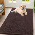 Smiry Dog Door Mat for Muddy Paws 47x32, Absorbent Dirt Trapper, Non-Slip Washable Chenille Entryway Rug for Inside Floor, Brown, Classic Solid