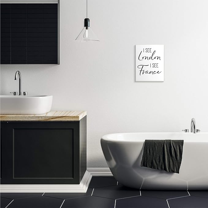 'I See London and France Saying Bathroom Humor'| Wall Plaque Art | Stupell Industries | 10 x 15 Inches, Easy to Hang and Sturdy, Made in USA, by Lettered and Lined