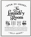 Stupell Industries Vintage Laundry Room Definition Wash Dry Fold, Designed by Lettered and Lined Gray Framed Wall Art, White