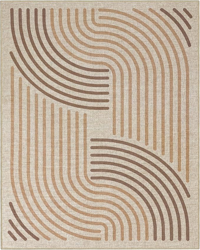 Easy Jute 8x10 Brown Outdoor Patio Rug Machine Washable Boho Carpet