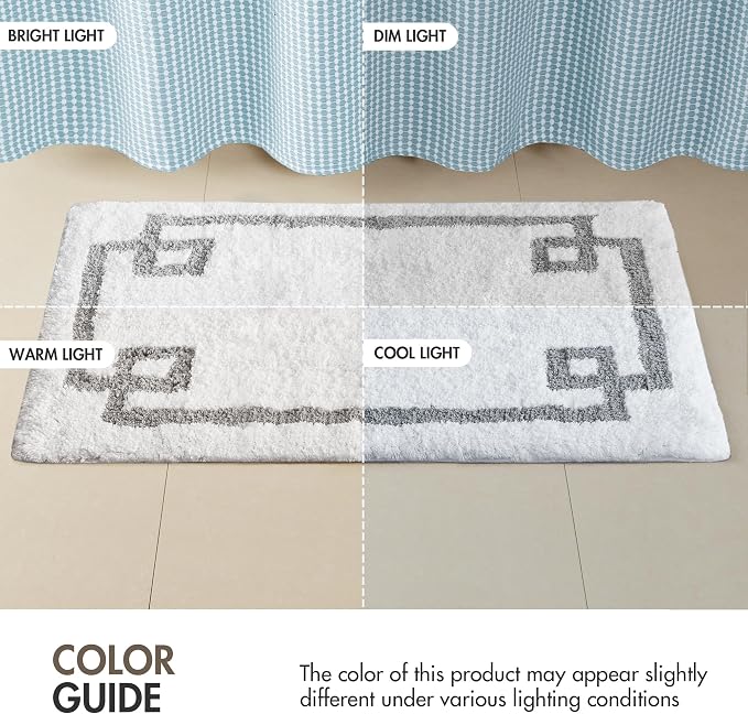 Madison Park Evan 100% Cotton Bath Runner Plush Absorbent, 24" x 72", White | Non-slip Backing, OEKO TEX, Luxurious Tufted Plush Bath Rug for Bathroom, Quick Dry, Spa Design Decorative for Shower Room