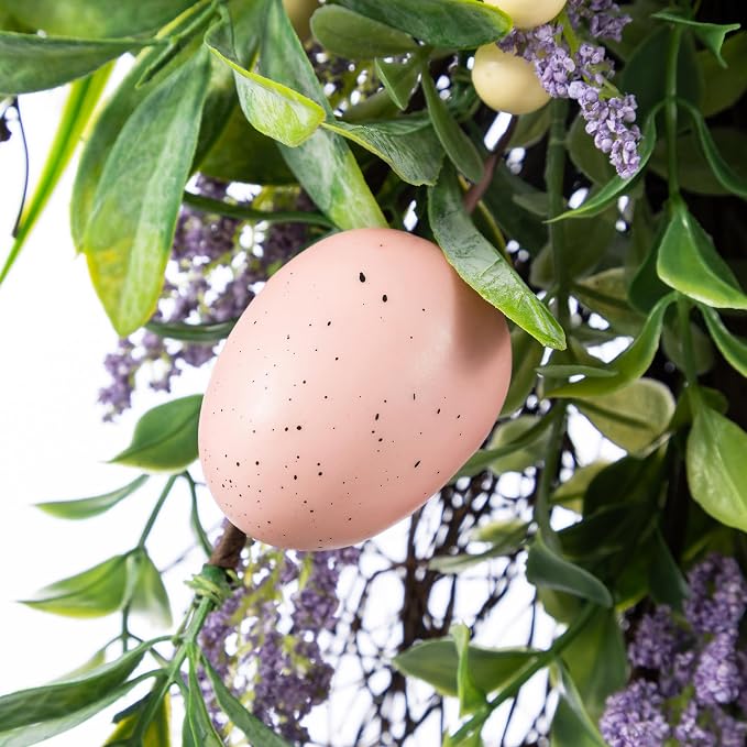Glitzhome Easter Swag 28 Inch Artificial Spring Teardrop Wreath for Front Door & Porch Wall, Spring Easter Decor Decorative Swag