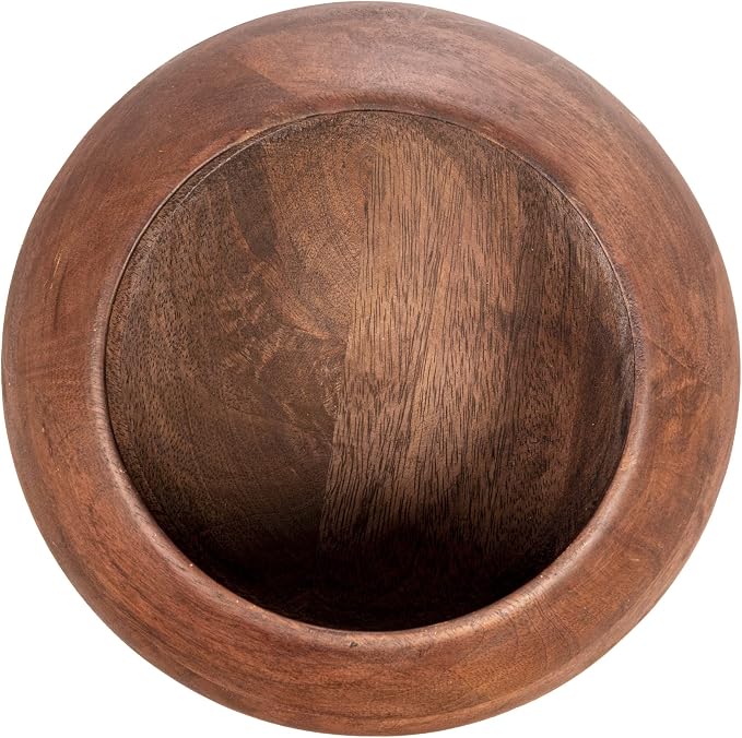 Bloomingville Modern Round Wood Bowl, Walnut Finish