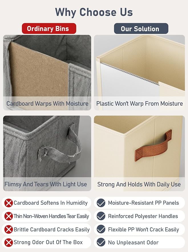 5 Pack Large Closet Storage Baskets Bins for Shelves, Collapsible Fabric Closet Organizers and Storage with Polyester Handles, Decorative Baskets for Organizing Clothes, Towels, Linen Closet 14"x10"