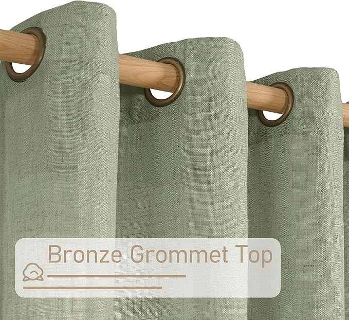 LAMIT Living Room Linen Curtains 90 Inch - Image 2