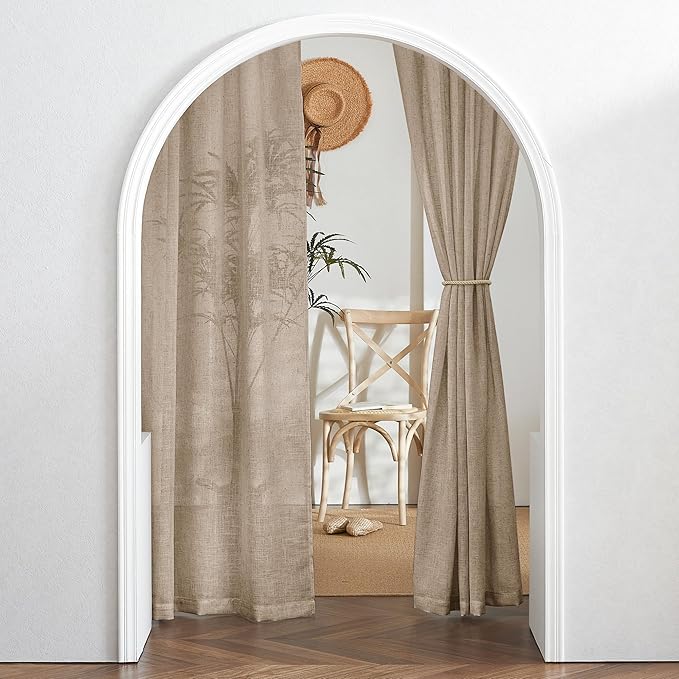 RYB HOME Privacy Semi Sheer Linen Curtains 72 inches Long, Rod Pocket & Back - Image 7