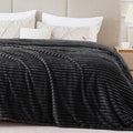 BEDELITE Fleece Blanket King Size – 3D Ribbed Jacquard Soft and Warm Decorative Fuzzy Blankets – Cozy, Fluffy, Plush Lightweight Throw Blankets for Couch, Bed, Sofa(Black, 108x90 inches)