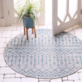 Unique Loom Outdoor Trellis Collection Area Rug - Tribal Trellis (4' 1" Round, Light Blue/ Ivory)