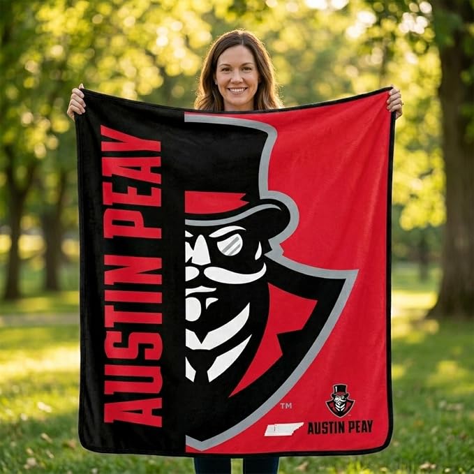 Proformance Home NCAA Austin Peay Governors Endzone Ultra Soft Tailgate Throw